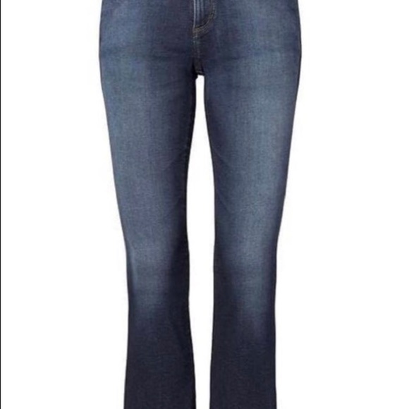 Banana Republic X Olivia Palermo Medium Wash Dark Rinse Crop Flare Leg Jeans - Picture 4 of 14